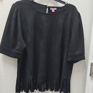 Vince Camuto Black Fringe Women's Top